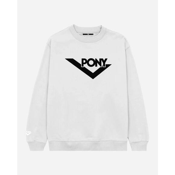 Pony Classic LockUp White Crewneck - Size M - NEW - Picture 1 of 3